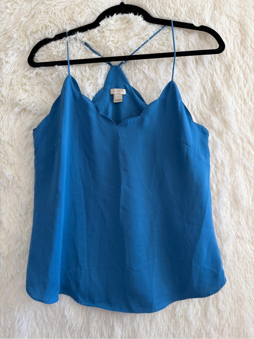 J. Crew Womens Preppy Scallop Trim Camisole Cami Size 4 Blue Going Out Top Lined